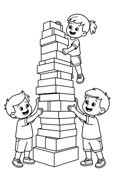 Block Tower - Free Printable Coloring Page | My Coloring Time | My ...