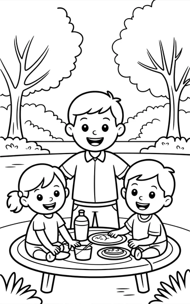 Aile Pikniği - Free Printable Coloring Page | My Coloring Time | My ...